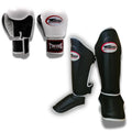 Twins MMA Boxing Gloves & Shin Pad Genuine Cowhide Leather Hook & Loop Closure Non-Slip Palm Adult Training Sparring Kit MegaBDM