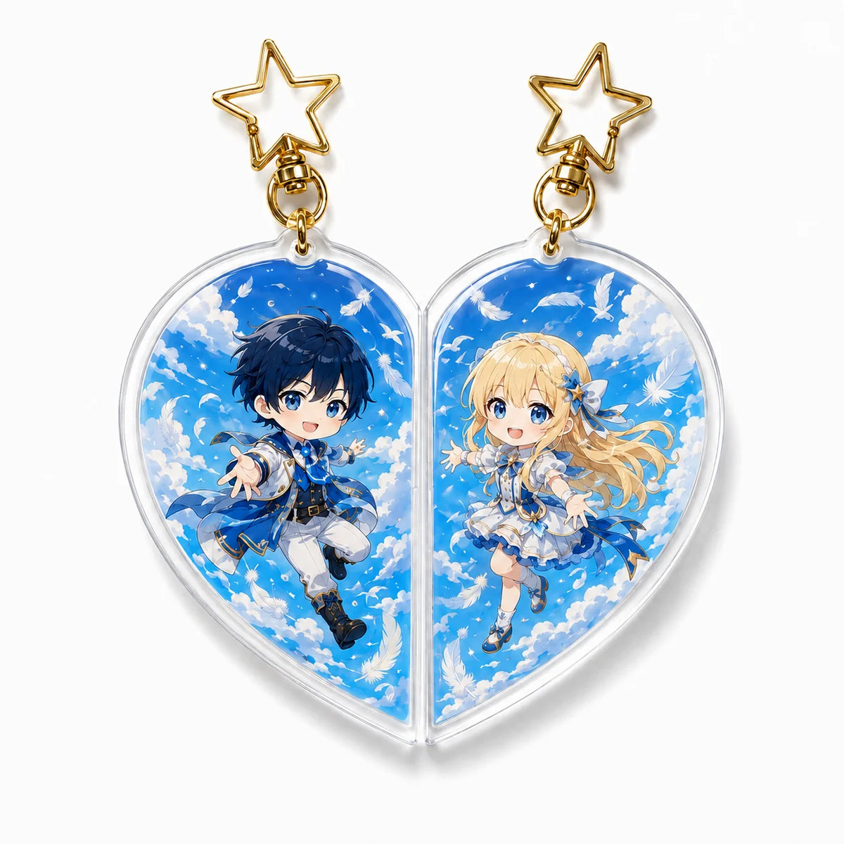 Custom-printed Acrylic Couple's Keychains with Magnets Irregular Shapes Waterproof and Suitable for Business Gifts. MegaBDM
