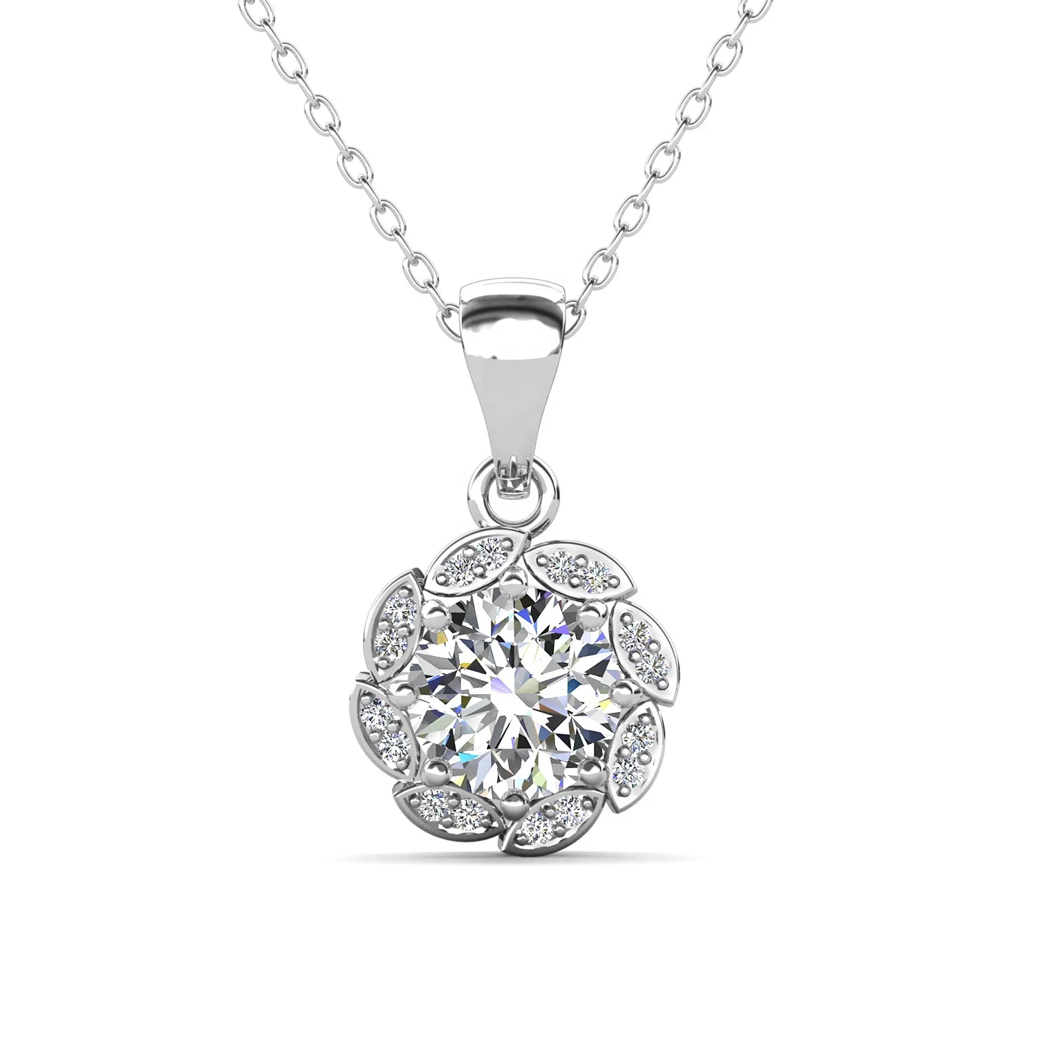Brilliant 1.0 Carat Moissanite 925 Sterling Silver Classic Flower Pendant Necklace Fine Jewelry for Women Destiny Jewellery