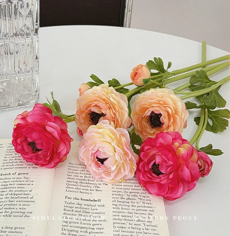 Artificial Flower Wholesale Handmade European Lotus Silk Artificial Ranunculus Asiaticus Flower Arrangement High Simulation MegaBDM