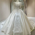 Jancember DW0081 Beach Satin Beaded Civil Ball Gown Women's Dresses for Wedding