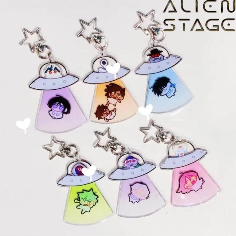 Anime Alien Stage Mizi Sua Till Ivan Hyuna Luka Cosplay Keychain Acrylic Airship Pendant Keyring Key Chain Accessories Gift
