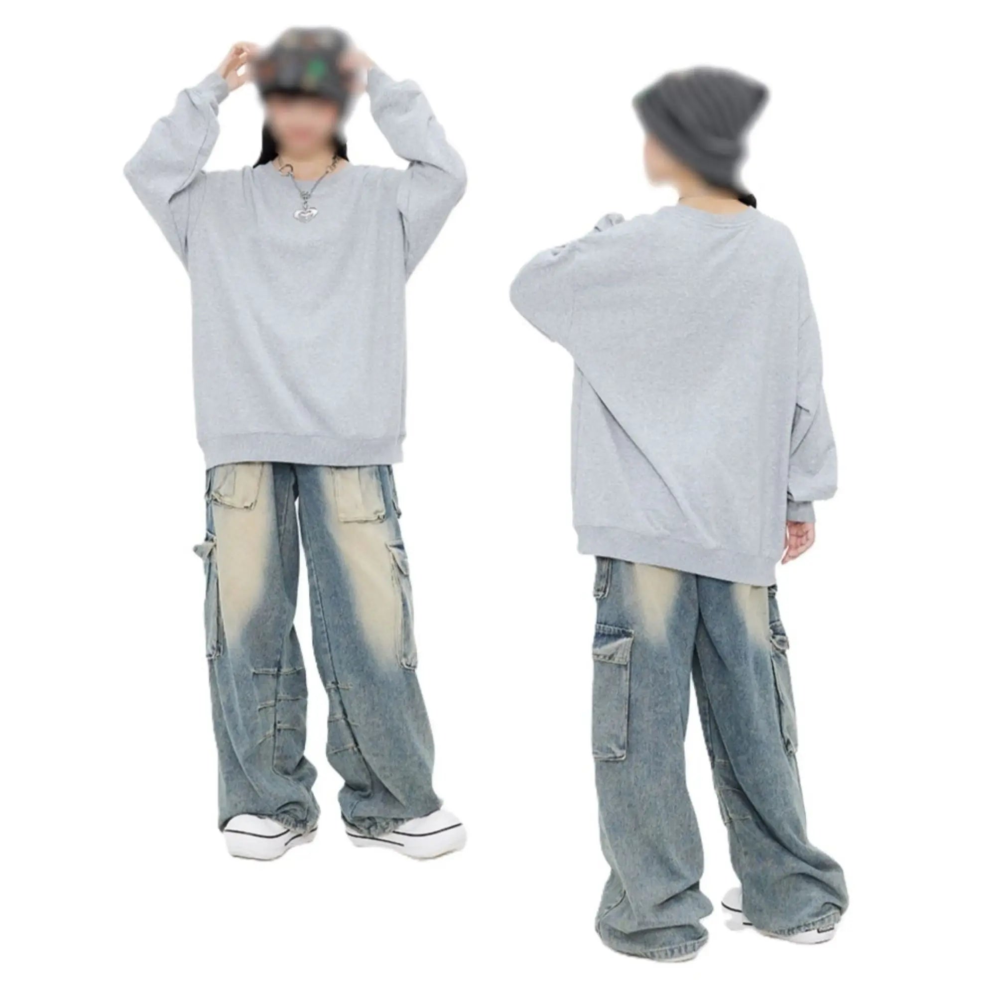 OEM Factory 320g Terry Lined Crew Neck Front Sweatshirt Men Autumn Winter Solid Color Trendy Brand Loose Fit American Style