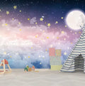 Cartoon Children's Room Mural 3D Clouds Dreamlike Starry Night Wallpaper Moon and Stars Wall Paper Wall and Ceiling Decoration