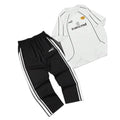 2025 Men High Street Printed Black White Contrast Training Set Lightweight Workout Shirt Pants Custom Logo 2 Piece Athletic