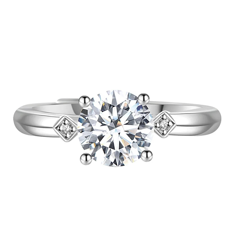 GRA Certified Lab Created Gemstone Moissanite Jewelry 925 Silver Custom Adjustable Wedding Engagement Ring Destiny Jewellery