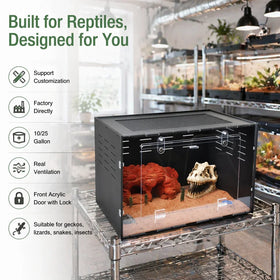 Pet Supplier 24 Inch Professional Breeder Stackable PVC Terrarium Side Vent Space Saving Rack Setup Reptile Enclosure Housing