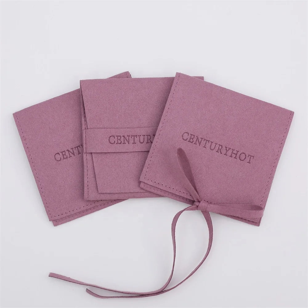 PUPPYSEW  Light Purple 8*8cm Microfiber Jewelry Pouch  With Logo Jewelry Packaging  Envelope Pouch Packaging Bag