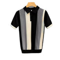 OEM custom logo embroidery printed design ice silk striped collared short-sleeved knit sweater for men fashionable polo shirt