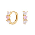 Nagosa Minimalist 925 Sterling Silver Women Jewelry 18k Gold Vermeil Triple Heart Cubic Zirconia Hoop Earrings