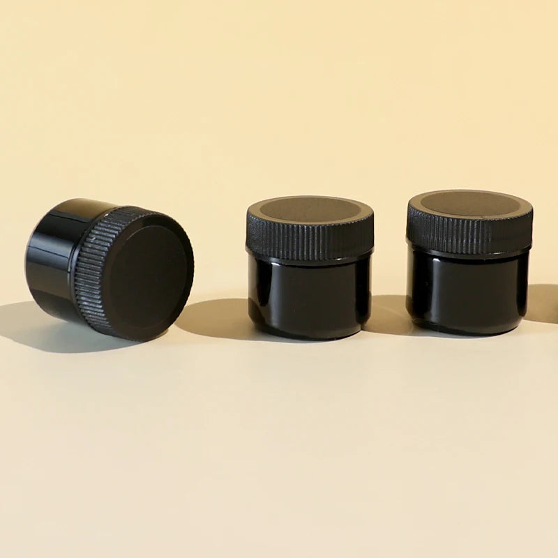 5ml Mini Smell Proof UV Proof Black Glass Cosmetic Jar with Lid for Cream Ointment Balm Sample Container Custom Branding MegaBDM