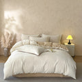 OEM/ODM Home Textile 2026 New All-Cotton Flat Sheet Jacquard Duvet Cover Solid Color 4-Piece Bedding Set MegaBDM