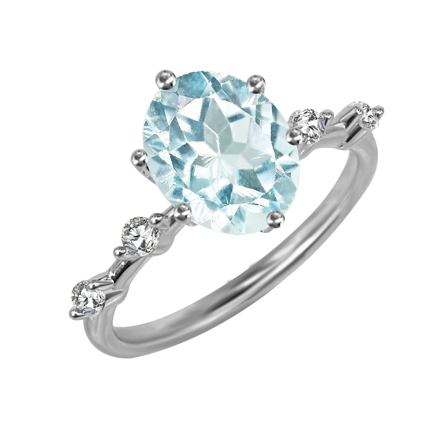 925 Sterling Silver Natural Stone Blue Topaz Oval Cut Ring Fine Vintage Jewelry for Women 2022 Destiny Jewellery