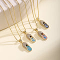 QIKU 18K Gold Plated Evils Eye Enamel & Mini Shoe Pendant Necklace Adjustable Copper Zircon Jewelry for Women & Men Daily Wear