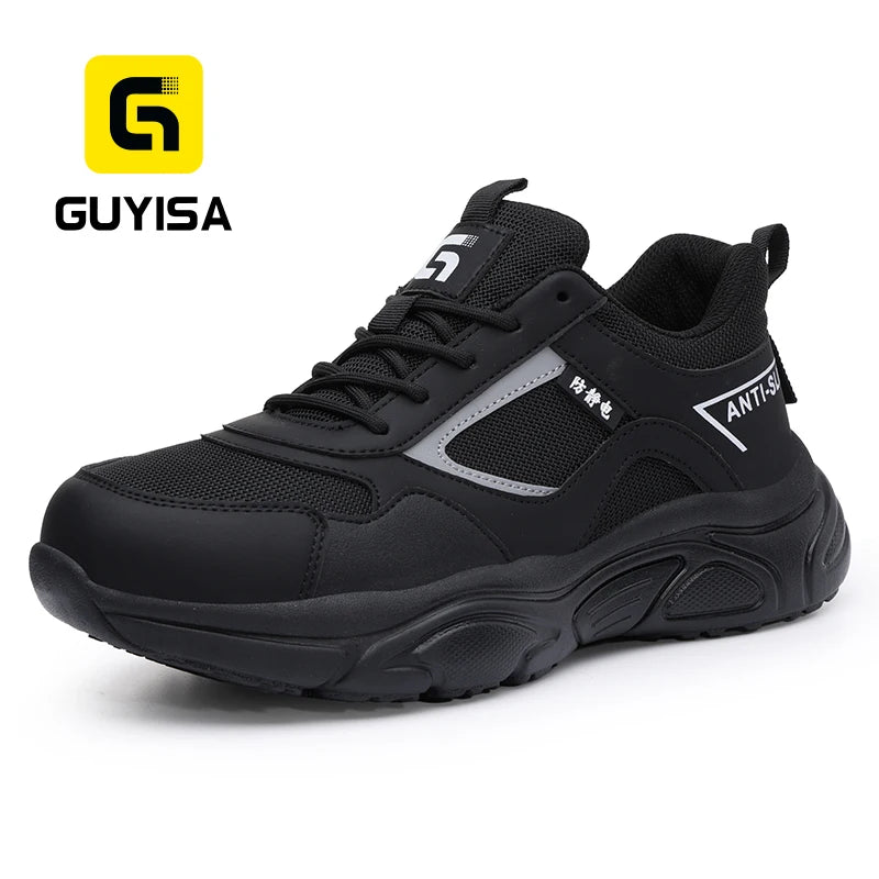 GUYISA Black and Gray Color New Fashion Sports Collection Anti-static and Anti-slip Safety Shoes for Women