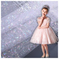 2024 New Illusion Tulle White Foil Film Printed Camouflage Girl Elsa Dress Fabric
