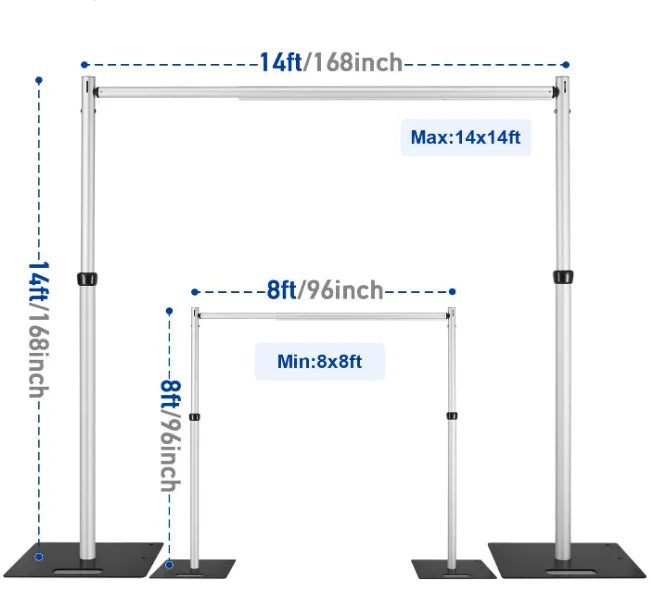 14X14FT Pipe and Drape Adjustable Heavy Duty Aluminium Backdrop Stand Wedding Wall Arch for Weddings Decoration Event Party