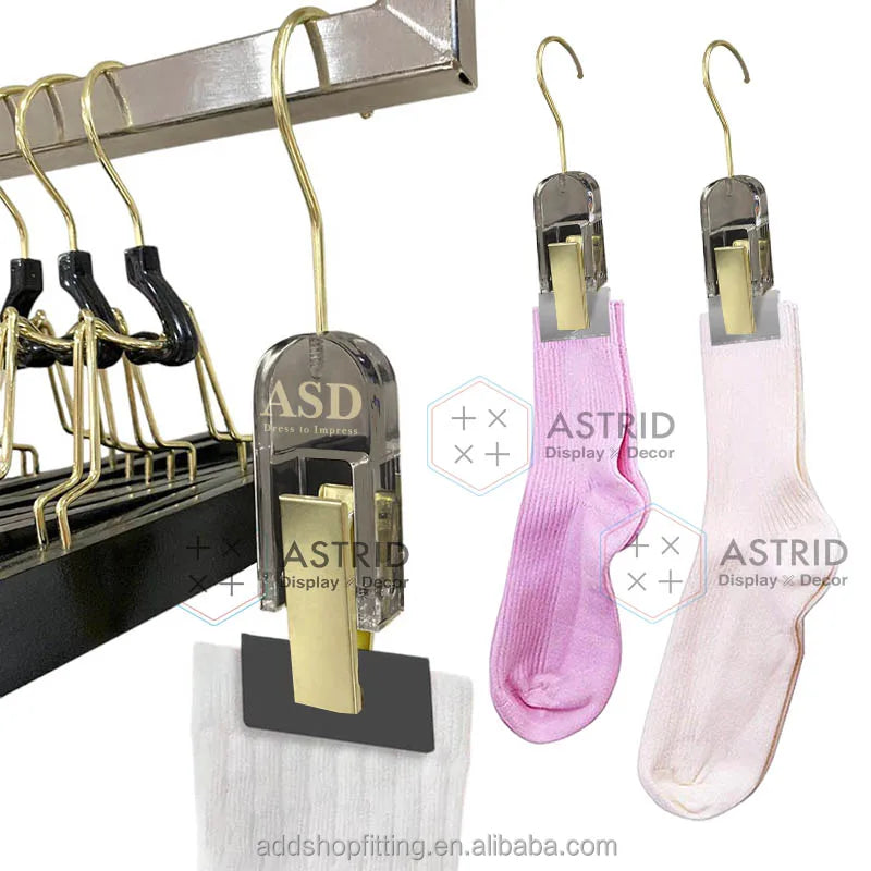 Astrid Custom Logo Black Acrylic Display Christmas Socks Hanger for shop