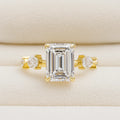 VVS Moissanite Engagement Ring for Women 925 Sterling Silver 14K Gold Emerald Cut IGI Certified Wedding Party Jewelry