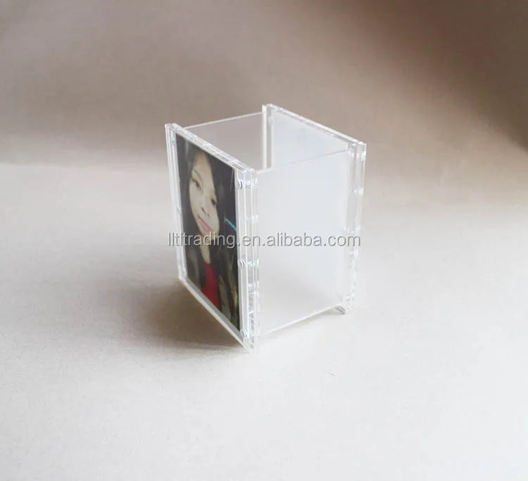 Matt and Clear Acrylic Box Holder Good Quality Office Pen Holder Print Logo Gift Cosmetic Store Pencil Makeup Brush Holder