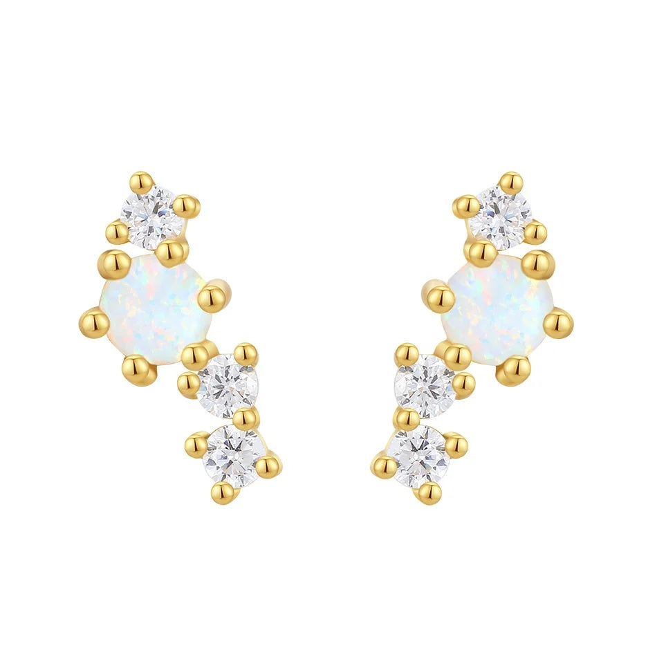 Nagosa Waterproof Wholesale Jewelry 14k 18k Gold Vermeil 925 Sterling Silver Opal Cubic Zirconia Mini Stud Earrings for Women