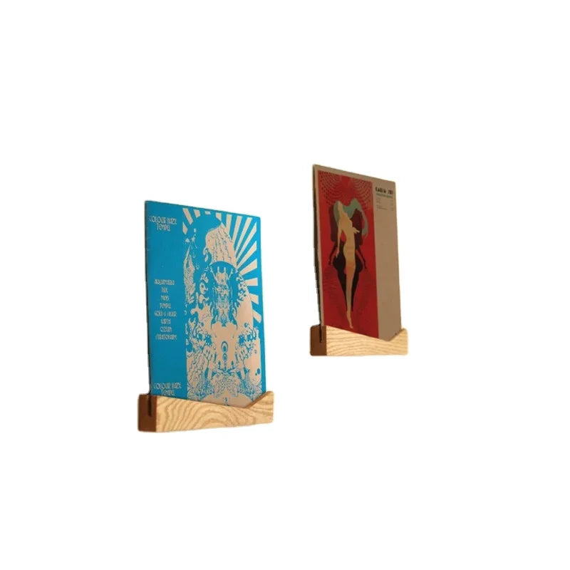 Solid Wood Vinyl Record Display Holder Eco-Friendly Wall Mounted LP Rack Functional Folding Design for Home Decor
