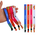 Promotion Event Festival Party Sublimation Printed Antique Imitation Polyester Woven Ribbon Satin Fabric Wristbands MegaBDM