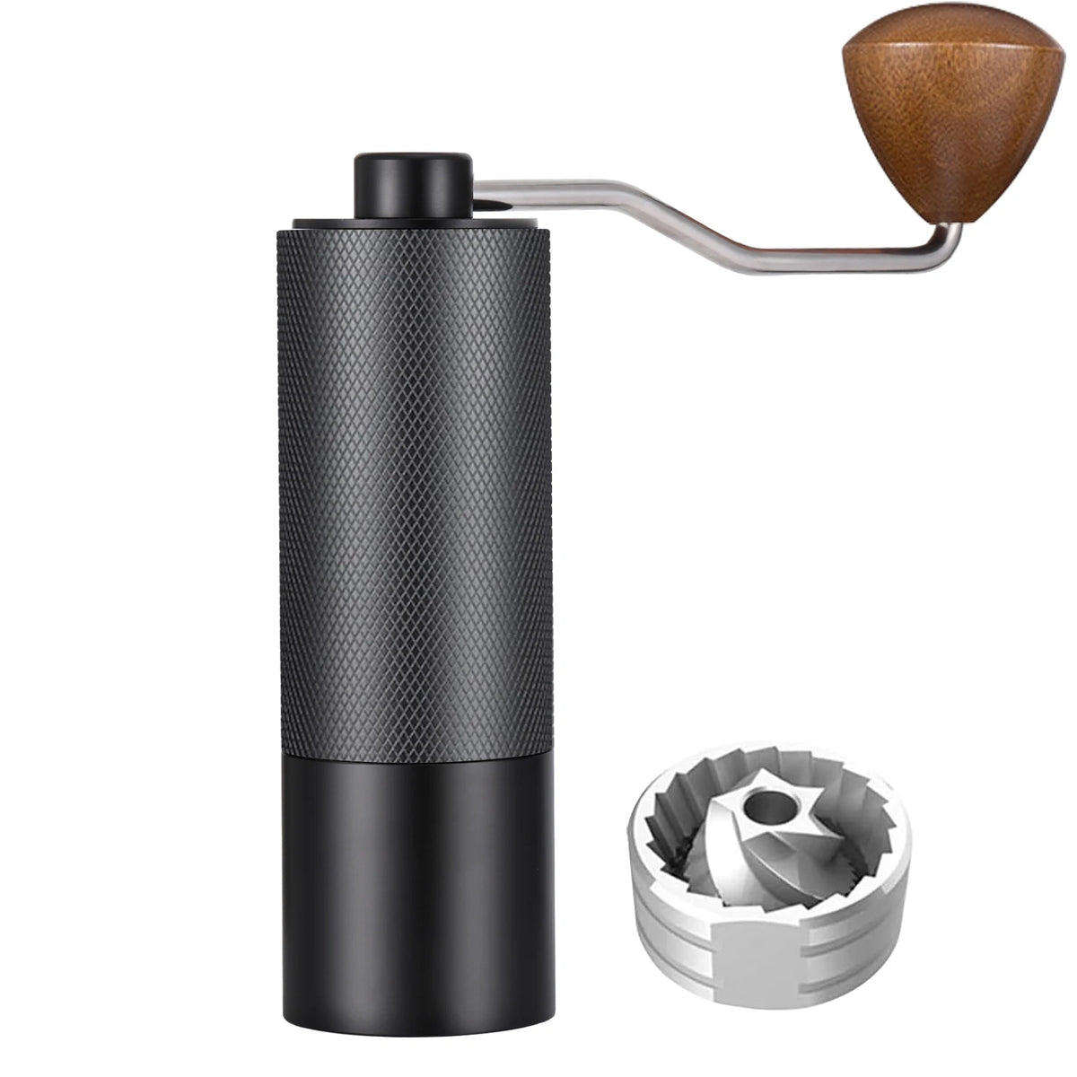 CNC 420 Stainless Steel Burr Manual Coffee Grinder Portable Aluminum Hand Coffee Mill with Adjustable Settings for Espresso MegaBDM