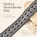 5.5 Inch Vintage Black White Sequin Trim Ribbon Boho Embroidery Tape for Sewing Clothes Bags Costume Design Crafts & Decor MegaBDM