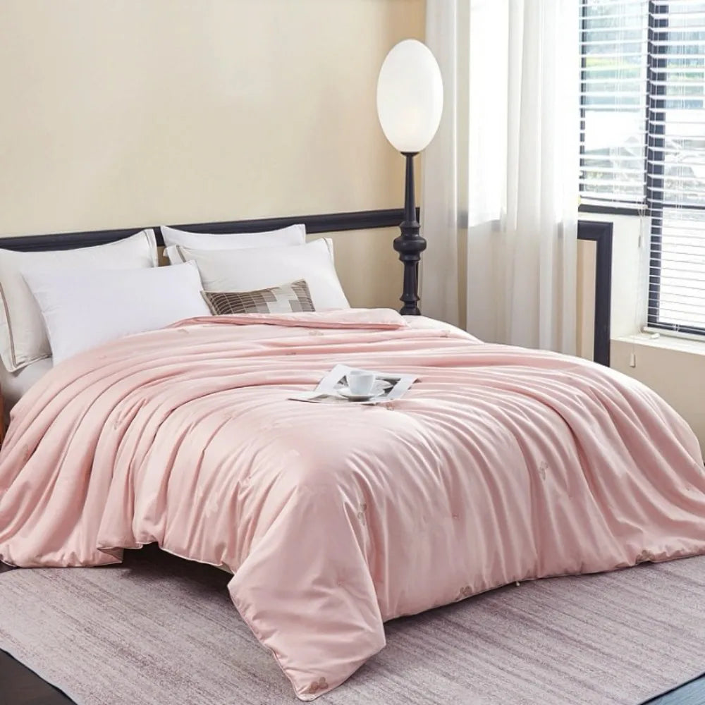 Elegant Solid Color Soft Summer Winter Silk Quilt 1/2/3/4kg Mulberry Silk Filling Quilt Core