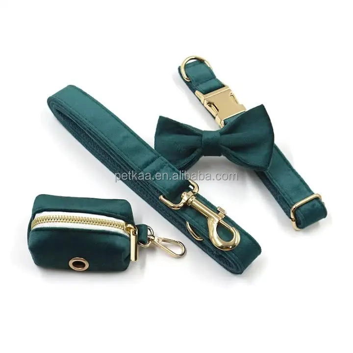 Chinese Green Luxury Breathable Comfortable Dog Personalized Corduroy Collar Metal Buckle Wholesale Customize LOGO in Stock