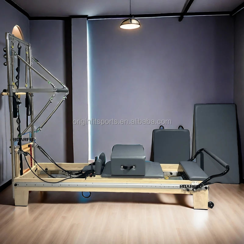 Maple Wood Half Tower Design Pilates Reformer Bed for Home Gym Fitness & Yoga Studios for Pilates Tower Bed