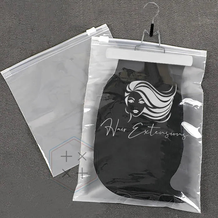 Astrid 35 X 45 cm Custom Logo Durable Plastic CPE Zipper Hair Wig Bag with Hanger