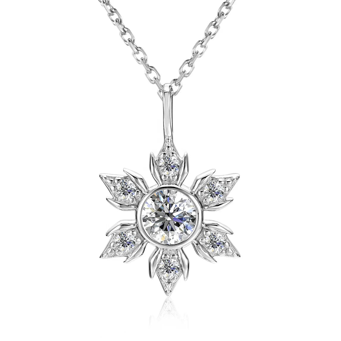 Sterling Silver 925 Winter Christmas Jewelry Moissanite Snowflake Pendant Women Necklace With Certificate Destiny Jewellery