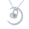 Fashion Moon Pretty Girl 925 Sterling Silver VVS Moissanite Heart Moissanite Necklace Link Chain