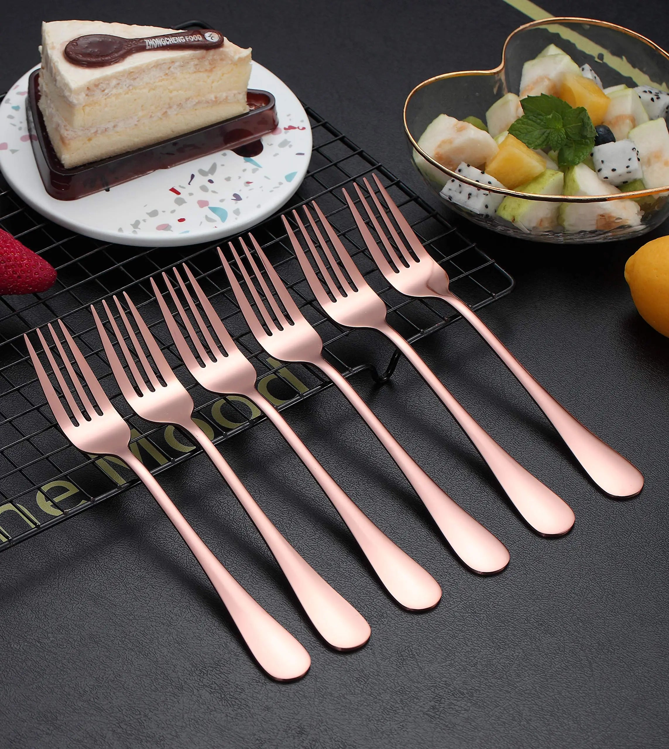 Adult Anti-rust Rose Gold Korean Customise Salad Spoon and Fork for Restaurant