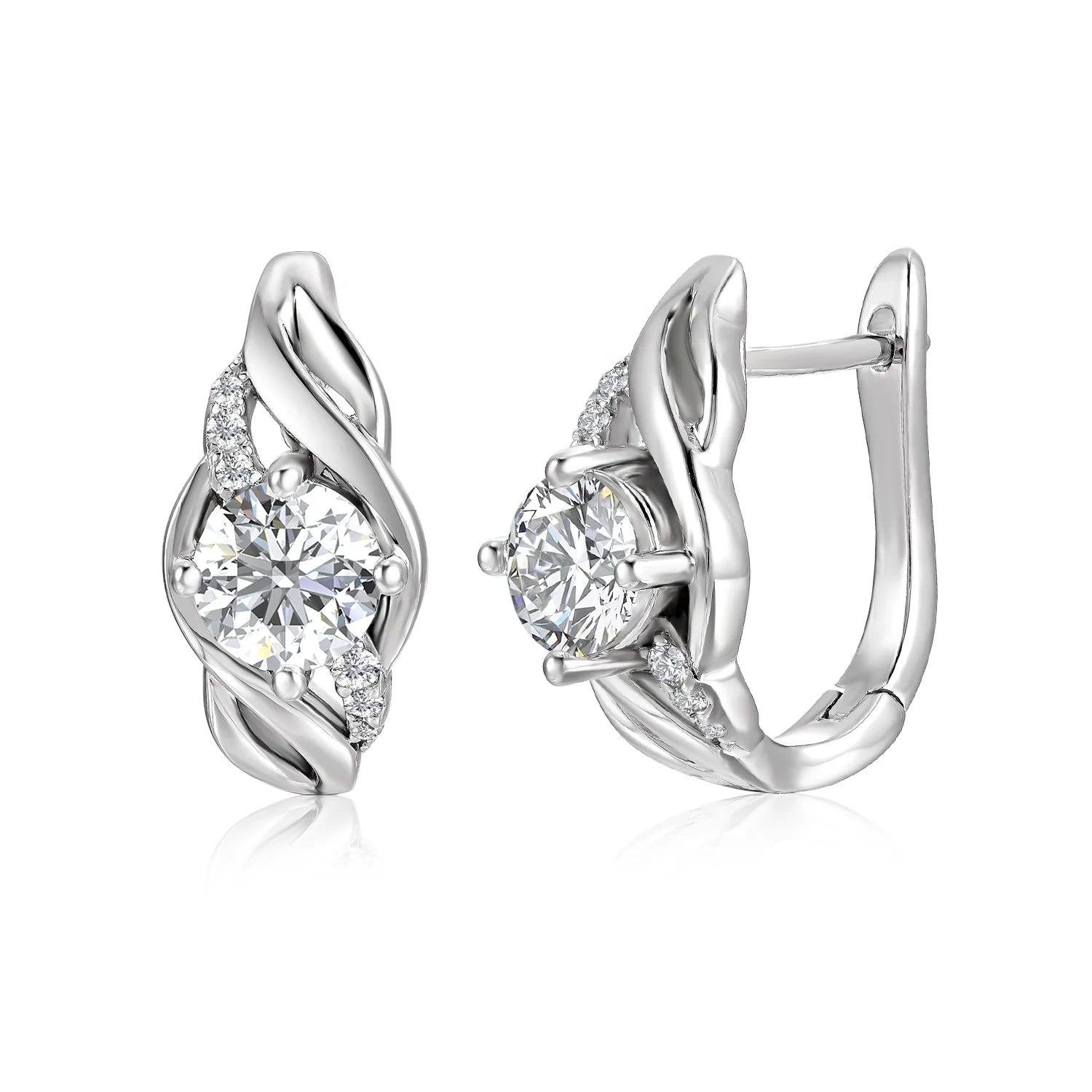 Lab Grown Colored Gemstone Moissanite Diamond 925 Sterling Silver Croissant Hoop Earrings for Women  Destiny Jewellery