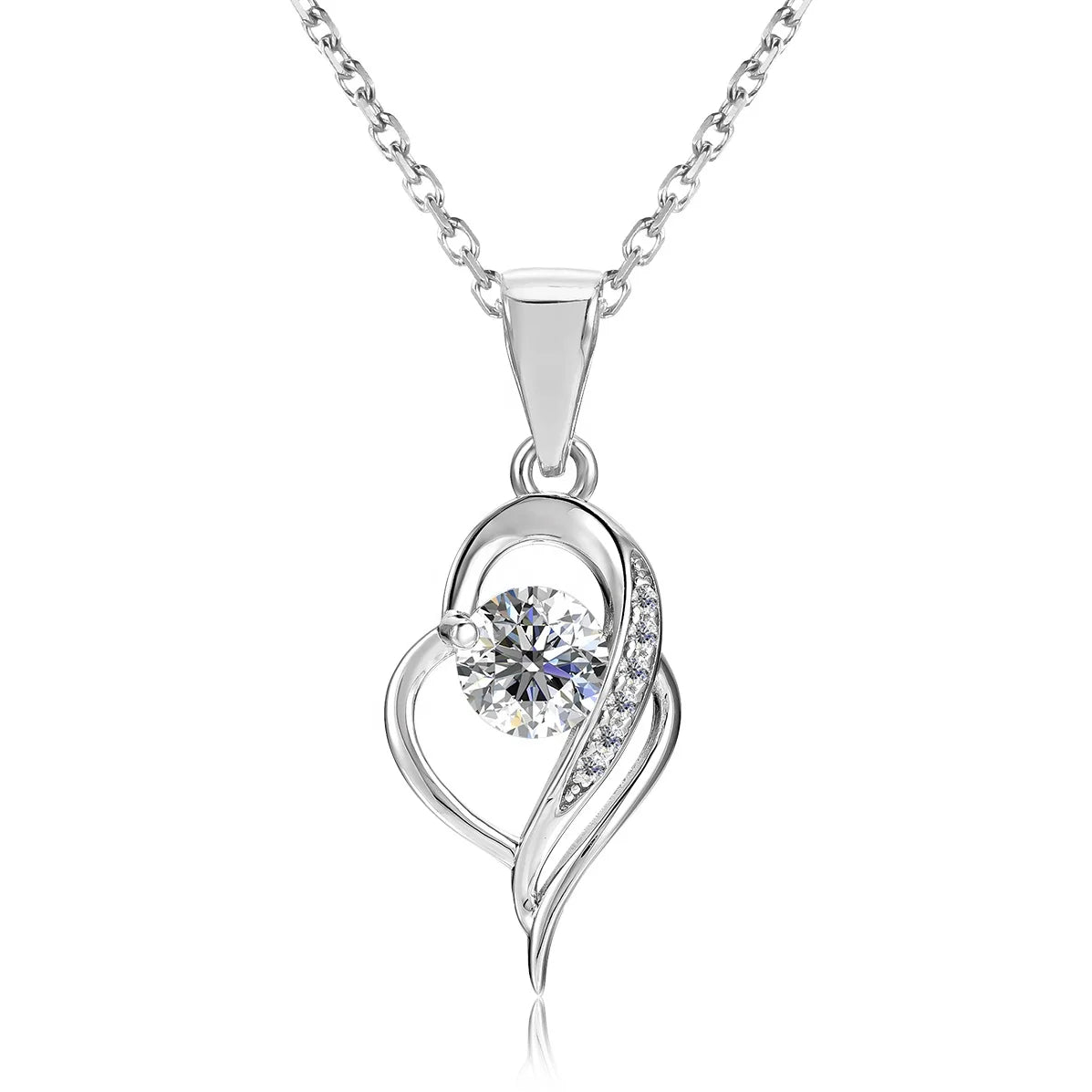 Perfect White Moissanite Diamond Jewelry 925 Silver Open Heart Pendant Necklace Gift for Valentines Day Destiny Jewellery