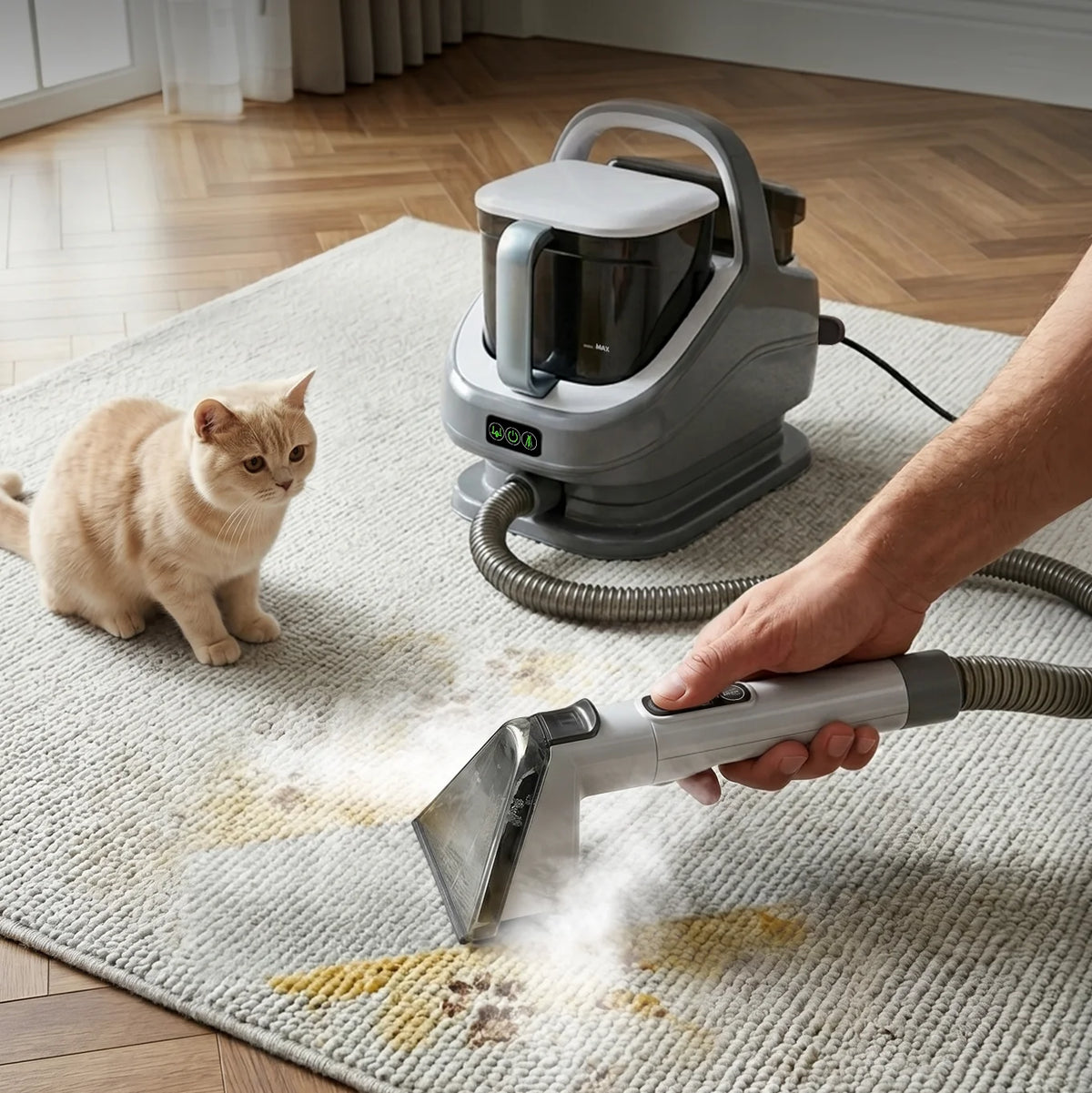 100℃ Steam Fabric Cleaner 1300W Upholstery Steam Cleaner Vacuum Extractor Deep Clean Sofa Carpet Mattress Stain Remover MegaBDM