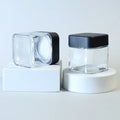 3oz Clear Square Glass Jar Plastic Child-Proof Lid Custom Logo Cosmetic Cream Container for Essential Oils Makeup Electroplating MegaBDM