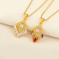 18K Gold Plated Zircon Pendant Necklace Cubic Crystal Luxury Geometric Vintage Inspired Jewelry for Women Daily Wear