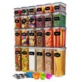 24 PCS Eco-Friendly Stackable Glass Food Storage Jars Set Classic Design for Dry Food Cereal Party Use Keeps Food Safe Fresh