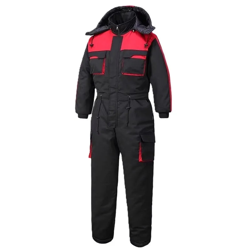 China Bangladesh Factory Price OEM Customized Logo Embroidery Mens Thickened Cotton Padded Winter Cold Proof One Piece Work Suit