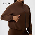 PASUXI Thermal Fleece Yoga Jacket Full Zip Stand Collar Running Coat Breathable Warm Gym Activewear for Women Outdoor Sports MegaBDM