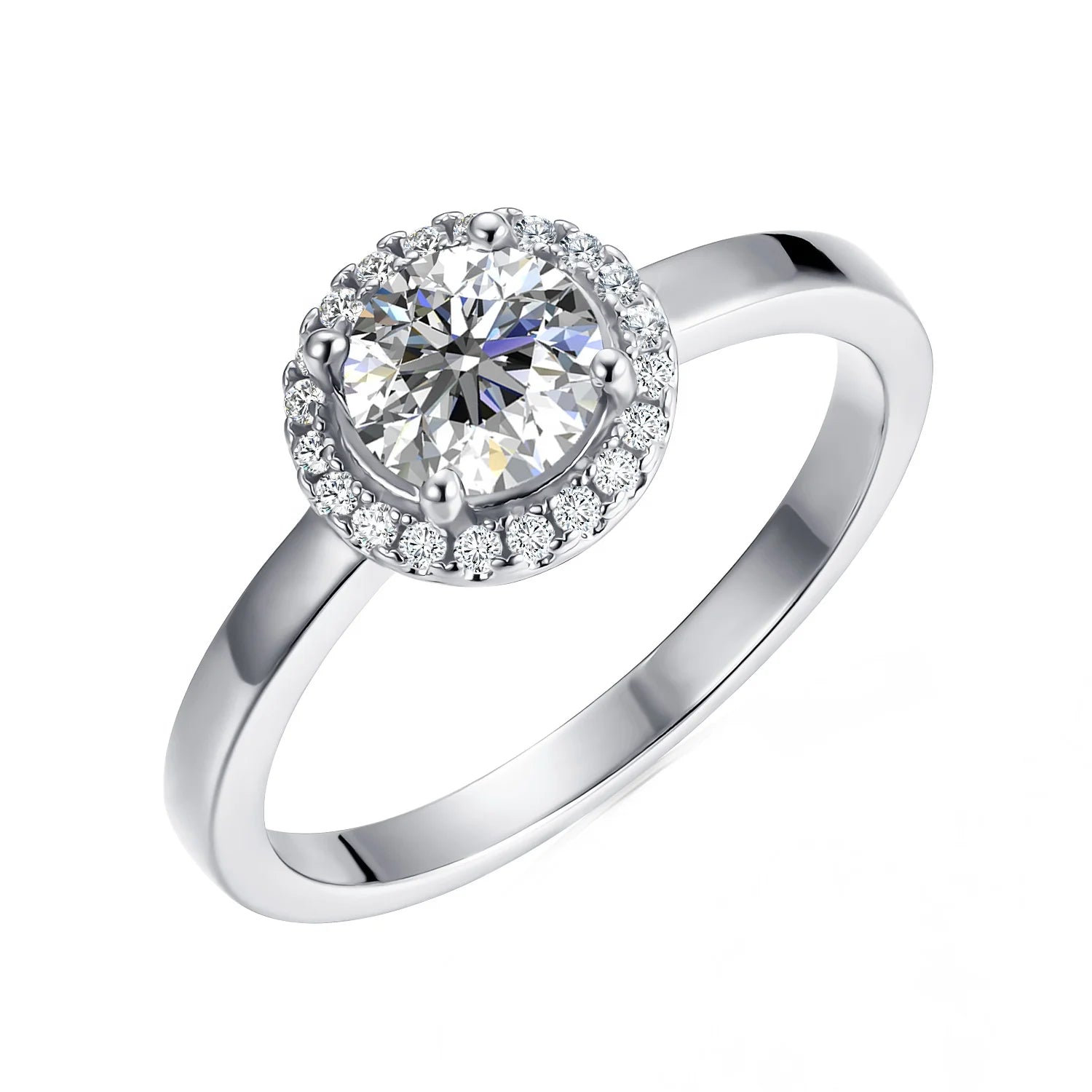 100% Sterling Silver 925 Custom Women Wedding and Engagement VVS1 Moissanite Diamond Halo Ring Destiny Jewellery