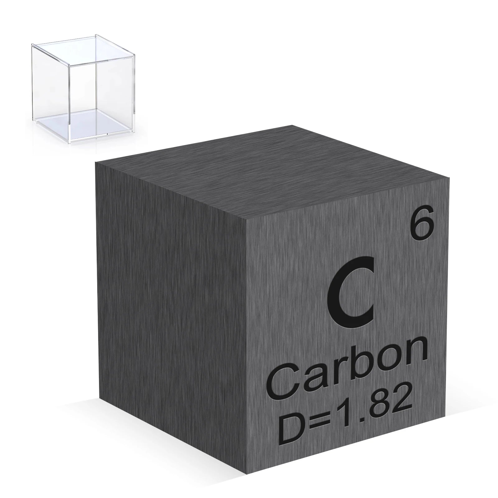 Carbon Cube 99.9% Pure Graphite Element 0.39" High Density Cube for Element Collections Lab Experiment with Acrylic Case Box