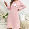 Flannel Pajamas Wholesale Winter Warm Nightgown Cute Fluffy Fleece Night Dresses for Woman Long Sleeve Winter Sleep Pajamas