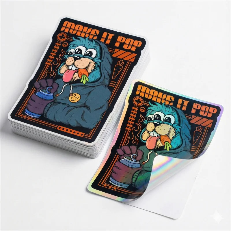 Custom Holographic Die Cut Stickers Die Cut Labels Vinyl Pvc Waterproof Printing Custom Logo Holographic Stickers