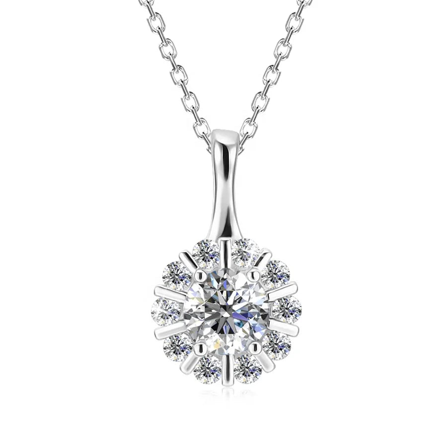 New Environmental Friendly Moissanite Diamond With Certificate S925 Floral Flower Pendant Necklace Destiny Jewellery