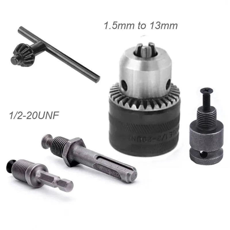 1.5-13mm Capacity 1/2-20UNF Key Drill Chuck with Thread Quick Exhange Adapter SDS Plus Shank Adapter Electric Drills Accessories